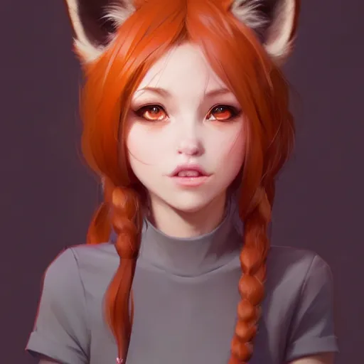 Prompt: character design portrait of an anthropomorphic furry fox girl with ears and a tail, 4 k, concept art, by wlop, centered, ilya kuvshinov, artgerm, krenz cushart, pixiv.