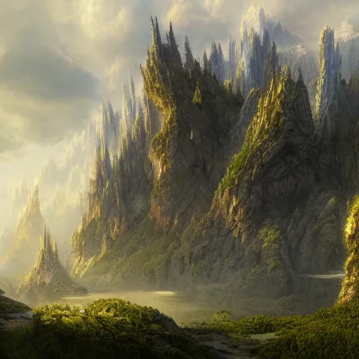 Prompt: A beautiful highly detailed matte painting of a fantasy landscape, by Greg Rutowski, Trending on artstation