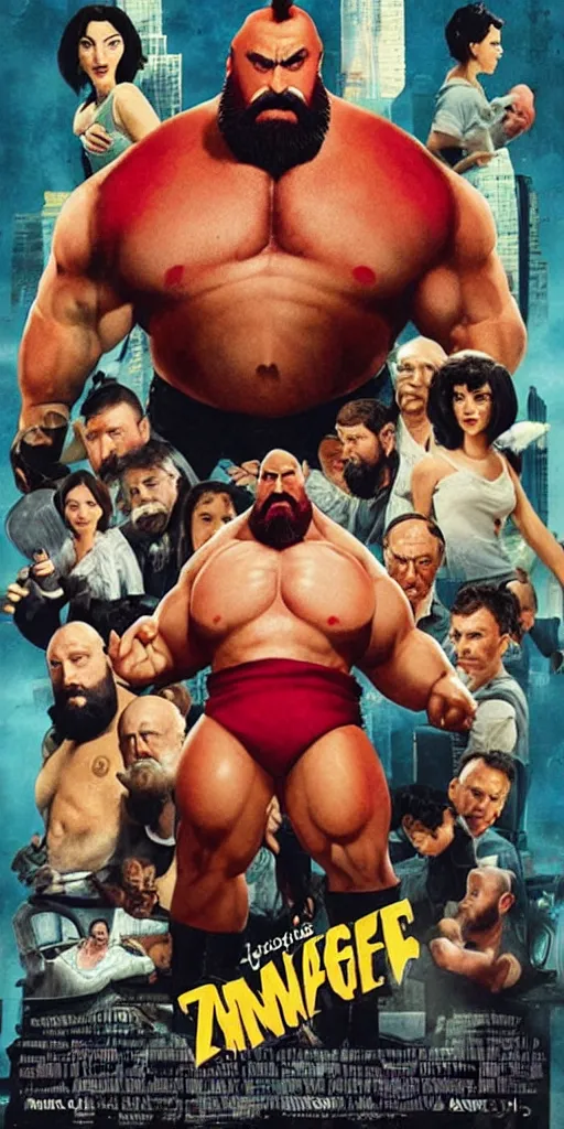 Image similar to movie poster of zangief starring in amelie