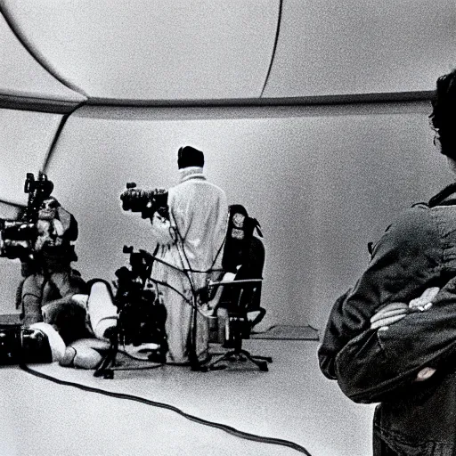 Image similar to Stanley Kubrick filming an alien invasion