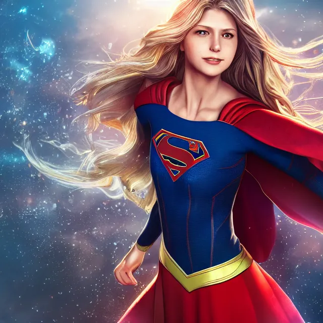 Prompt: supergirl, centred, very long hair, hd, hyperdetailed illustration by irakli nadar, intricate linework, bright colors, octopath traveler, final fantasy, unreal engine 5 highly rendered, global illumination, radiant light