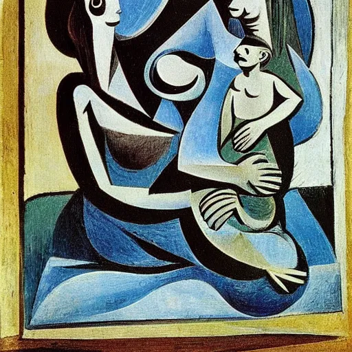 Prompt: The river flows, by Pablo Picasso.à
