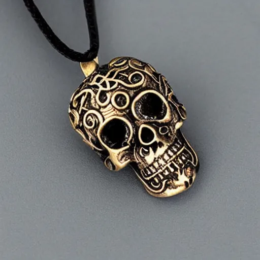 Image similar to fine beautiful rococo artnouveau skull necklace