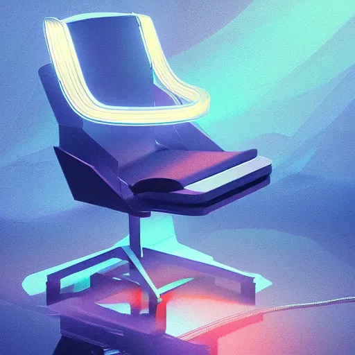 Prompt: cyberspace chair, crisp, dim painterly volumetric aquatic lighting, beautiful 3 d concept art, lowpoly, artstation