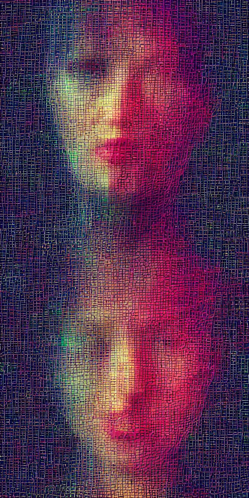 Prompt: a glitched photograph of a woman, digital, distorted, blocky, pixelsorting, encoding error