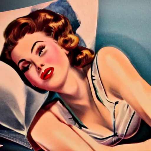 1950s pin-up girls laying down, photorealistic, studio