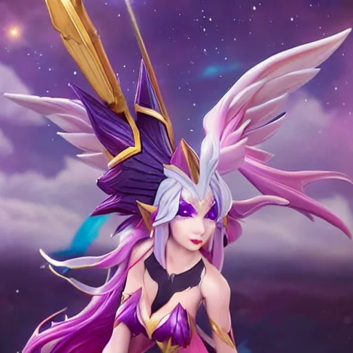 Prompt: star guardian xayah and star guardian kai'sa!!!!!!!!!! friends together, league of legends, star guardian xayah, full body photo, star guardian kai'sa, hyperrealistic, realistic, high definition, by weta digital, 3 - dimensional, realistic