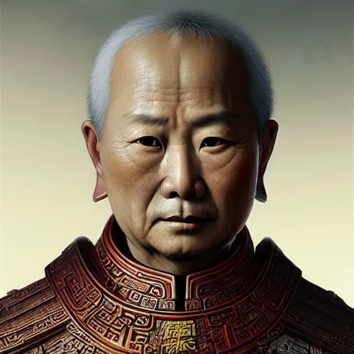 Prompt: first emperor of china, realistic, 8 k, extremely detailed, cgi, trending on artstation, hyper - realistic render, 4 k hd wallpaper, premium prints available, by greg rutkowski