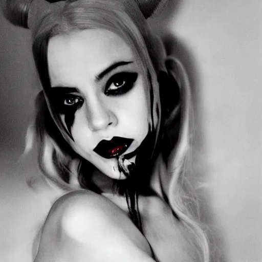 Prompt: Harley Quinn as photographed by David Hamilton