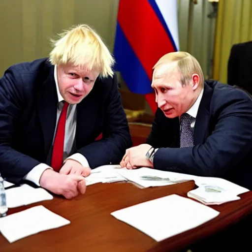 Image similar to Boris Johnson and putin at the end of the world