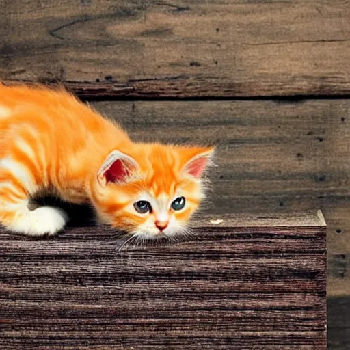 Image similar to cute fluffy orange tabby kitten with a sign that says