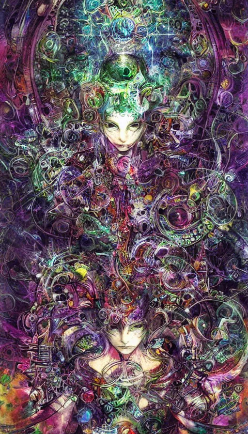Image similar to Psytrance Artwork, by Yoshitaka Amano,