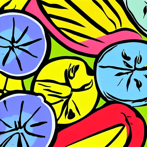 Image similar to fruits, pop art