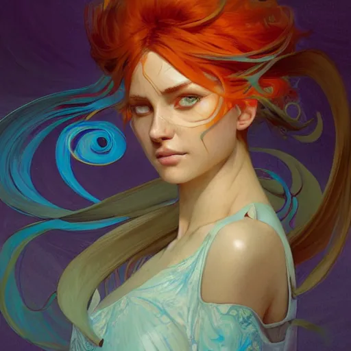 Prompt: swirls orange,cerulean,white gouache and a daub of midnight pain, intricate, highly detailed, digital painting, artstation, concept art, smooth, sharp focus, illustration, Unreal Engine 5, 8K, art by artgerm and greg rutkowski and alphonse mucha
