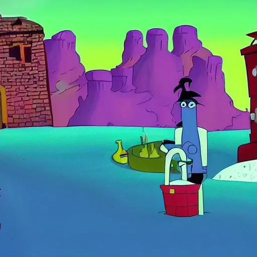 Image similar to a beautiful scene from the film of day of the tentacle by lucasarts