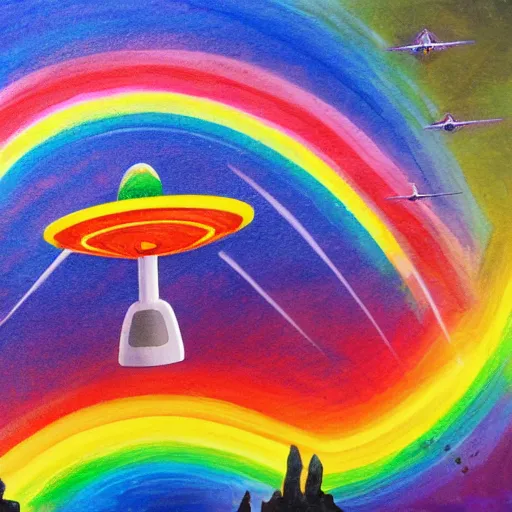 Prompt: rainbow cosmic sci fi ufo