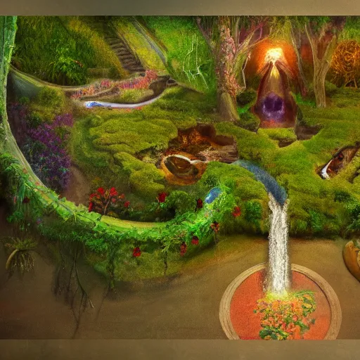 Prompt: a beautiful bunglow with garden of eden in the sea, realistic, artstation, 8k, high definition