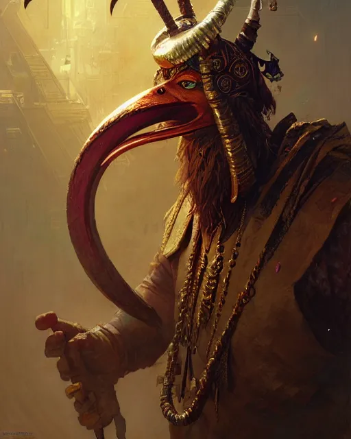 Image similar to wily ibis - headed thoth, fantasy character portrait, ultra realistic, concept art, intricate details, highly detailed by greg rutkowski, gaston bussiere, craig mullins, simon bisley