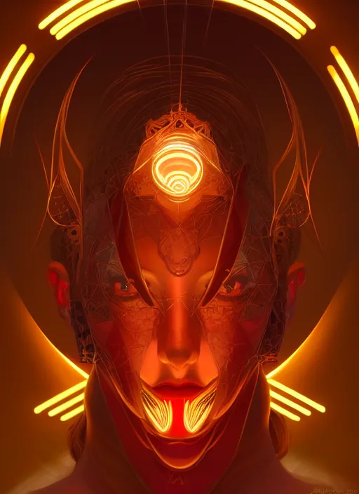 Image similar to symmetry!! portrait of demon terrfied by angle, glowing lights!! intricate, elegant, highly detailed, digital painting, artstation, concept art, smooth, sharp focus, illustration, art by artgerm and greg rutkowski and alphonse mucha, 8 k