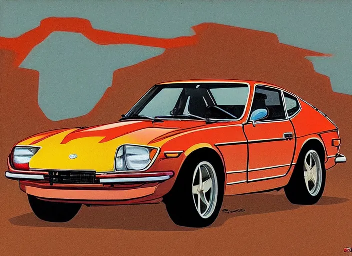 Image similar to highly detailed datsun 2 4 0 z, retro minimalist art by jean giraud, moebius starwatcher comic, sharp, 8 k