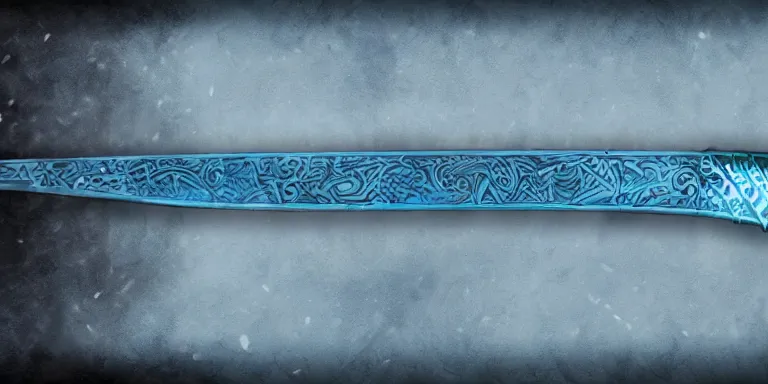 Prompt: glacier warrior sword blade, blue snow theme sword blade, fantasy sword of warrior, armored sword blade, glacier coloring, epic fantasy style art, fantasy epic digital art, epic fantasy weapon art