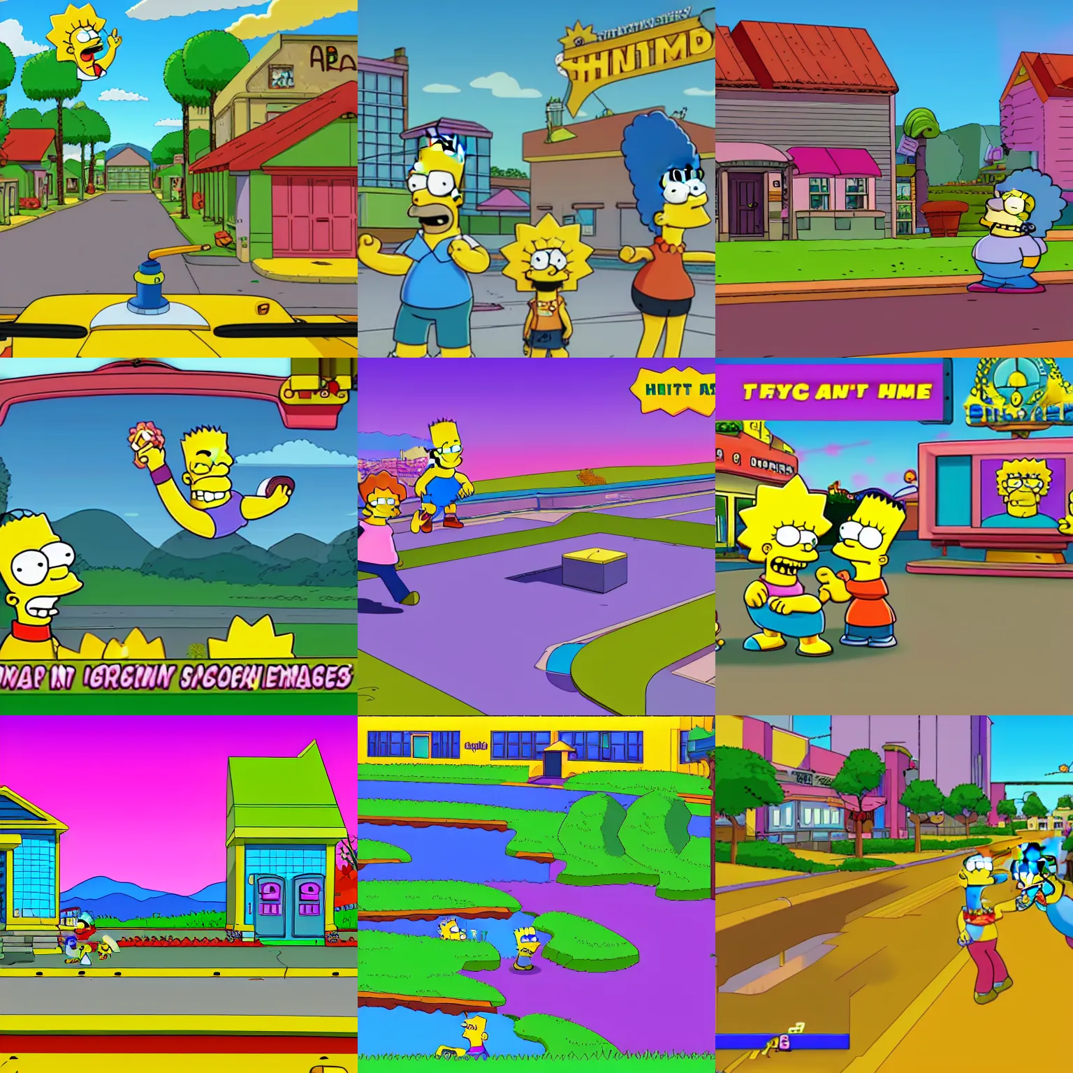 Prompt: screenshot of the simpsons : hit and run