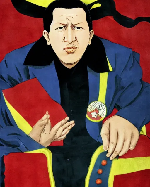 Image similar to Hugo Chavez portrait by Hirohiko Araki, Araki style, JJBA, anime