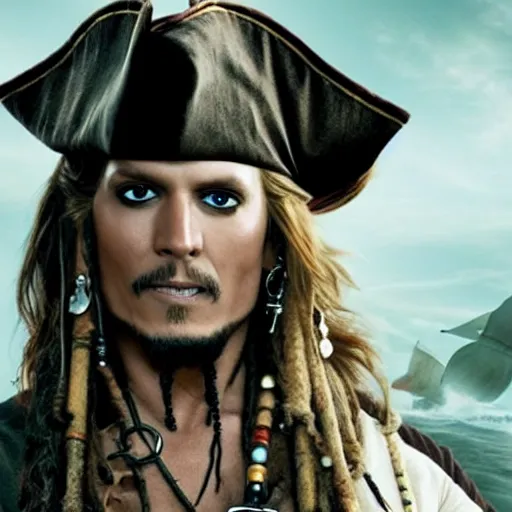 Image similar to Live Action Still of Jerma as a pirate in Pirates of the Caribbean, real life, hyperrealistic, ultra realistic, realistic, highly detailed, epic, HD quality, 8k resolution, body and headshot, film still