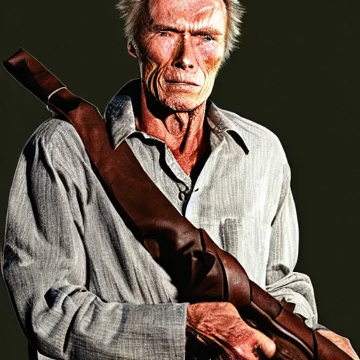 Prompt: clint eastwood as leatherface.