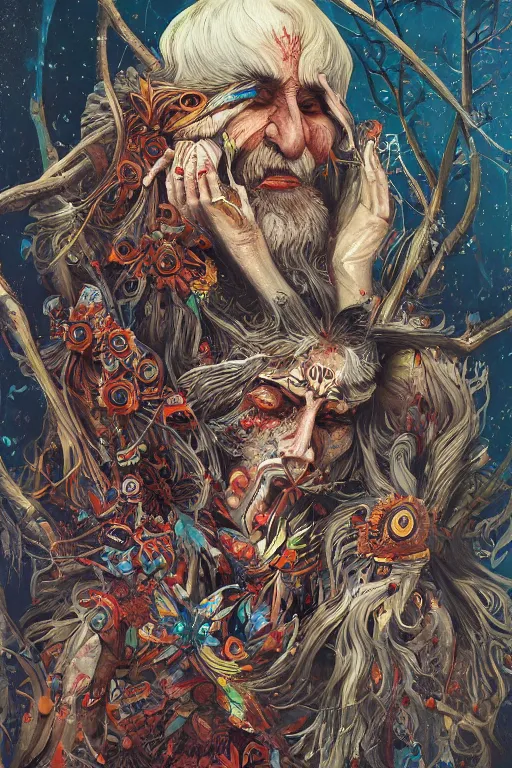 Prompt: A beautiful painting of Baba Yaga, mythology, hyperdetailed, Trending on artstation