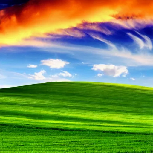 Prompt: windows XP bliss wallpaper