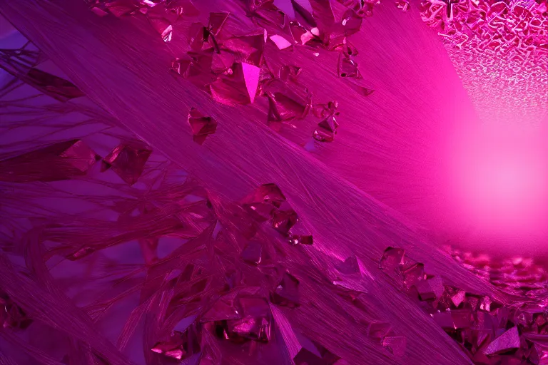 Prompt: film still, pink diamonds cascade like waterfalls from her eyes, cinematic lighting, ray tracing, unreal engine 5, photorealistic, 8 k, uhd, extremely detailed, beautiful, elegant, intricate, foggy, golden ratio, medium close - up, perfect composition, dramatic, medium close - up