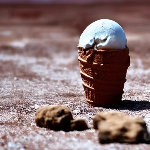 Image similar to A levitating ice cream cone filled with explosives