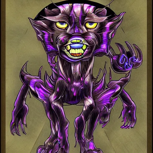 Image similar to monster dog tiger fusion cosmic horror made of angles drooping skin