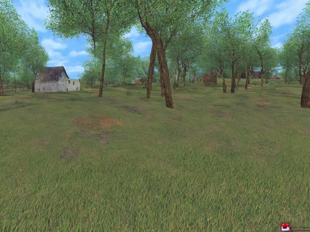 Image similar to Estonian countryside as a PS1 first person video game