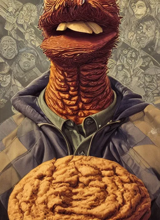 Prompt: portrait of Cookie Monster in Society (1989), intricate, highly detailed, centered, studio background, digital painting, artstation, concept art, smooth, sharp focus, illustration, artgerm, donato giancola, Joseph Christian Leyendecker, WLOP, Artgerm