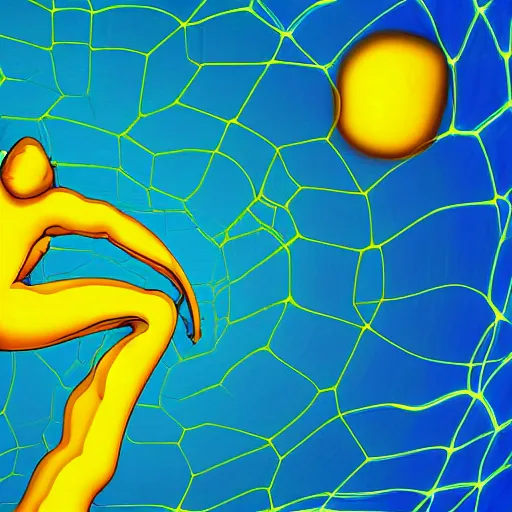 Image similar to human man that resembles a wasp morh in surreal sketch style, blue and yellow gradient, noise, ultrafine detail, hd 8k, logo illustration