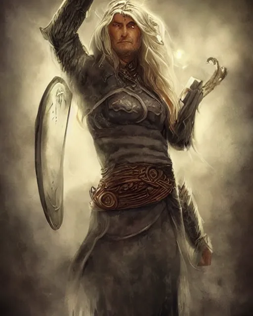 Image similar to a viking superhero in the style of lise deharme