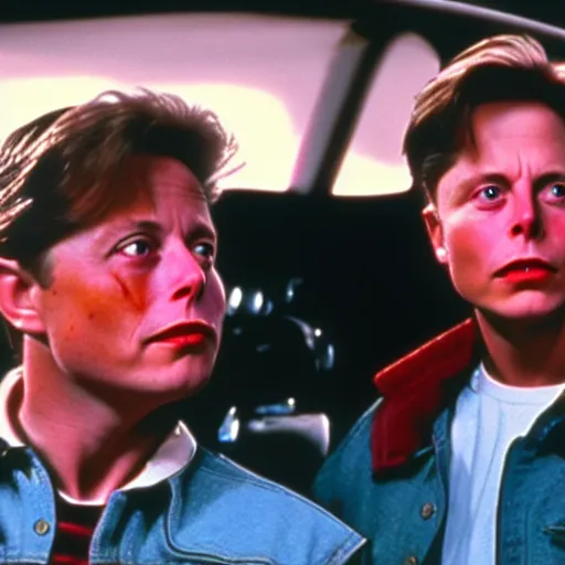 Prompt: Elon Musk in Back to the Future (1985), 8k