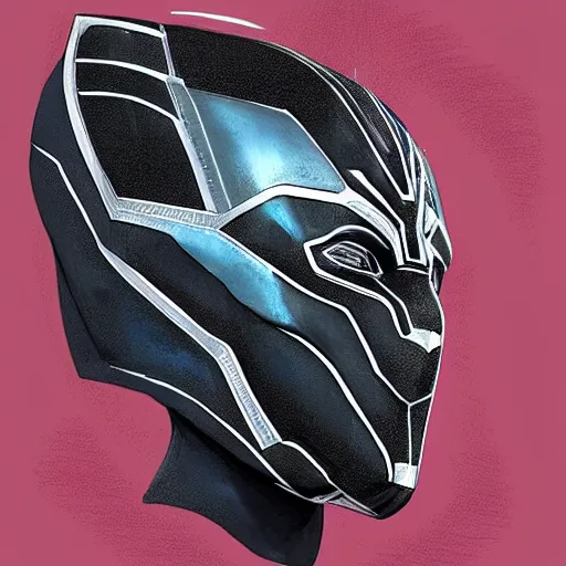 Prompt: a large sci fi wakanda helm constructed from sci final plastic panels, concept art, high detail, digital painting, illustration