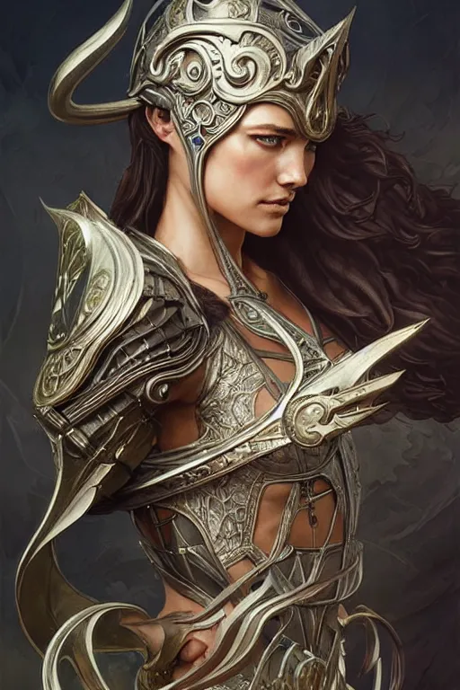 Image similar to Muscular and powerful medieval knight portrait, art nouveau, fantasy, intricate flower designs, elegant, highly detailed, sharp focus, art by Artgerm and Greg Rutkowski