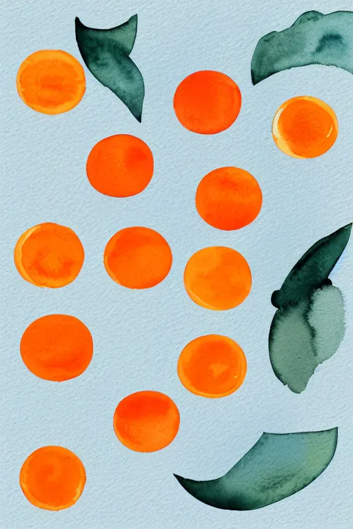 Image similar to minimalist watercolor art oranges on white background, illustration, vector art