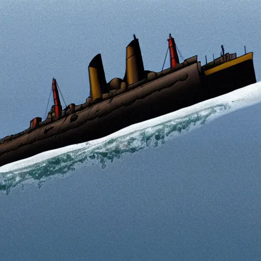 Prompt: batman submarine near the titanic ship in the depth of the ocean