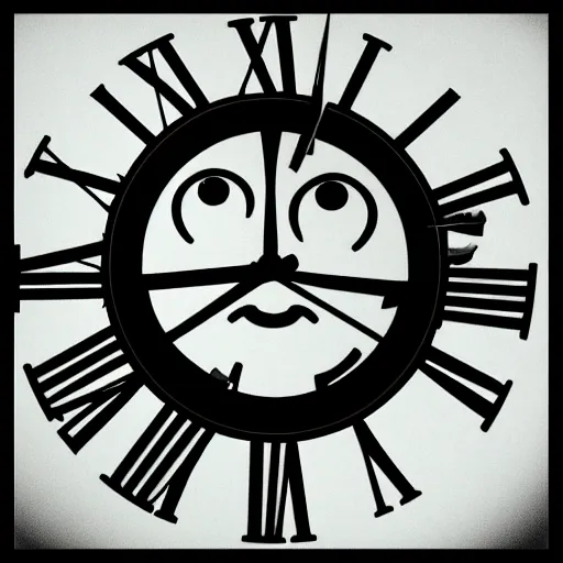 Image similar to face with eyes like clocks