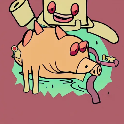 Image similar to pig from adventure time by pendleton ward, adventure time cartoon, adventure time style, adventure time by adam muto