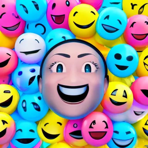 Prompt: Happiness, as an emoji!!!!!, emoticon, rendered in unreal engine, studio lighting, rendered in octane, trending on artstation, artstation 3D, artstation render, artstation unreal engine, 4k, 8k