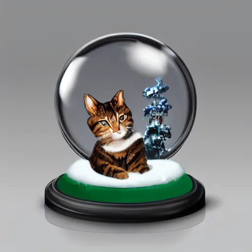 Image similar to snow globe of cat cyber war, artstation, photorealism