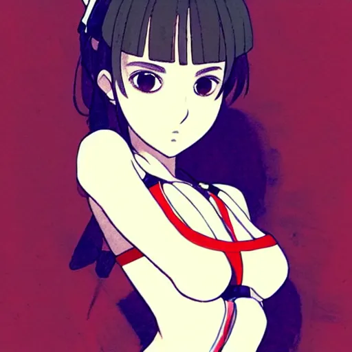 Image similar to a beautiful! boyish! natalie portman alluring gravure! model, wearing japanese school girl outfit with mayan pattern and native style, aztec street fashion, gapmoe yandere grimdark, trending on pixiv fanbox, painted by greg rutkowski makoto shinkai takashi takeuchi studio ghibli, akihiko yoshida