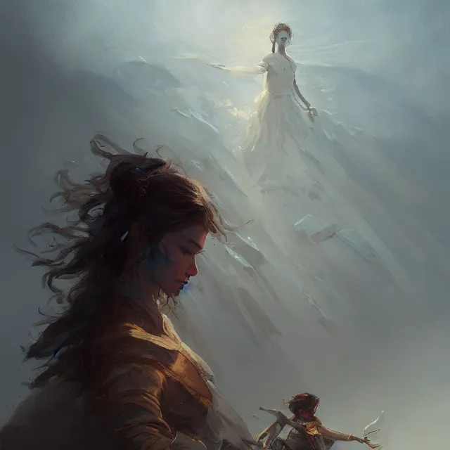 Image similar to a painting of the gifted of the wind by greg rutkowski, dark fantasy art, high detail, trending on artstation