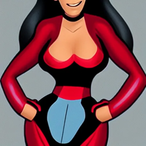 Prompt: kim kardashian as elastic girl from the incredibles